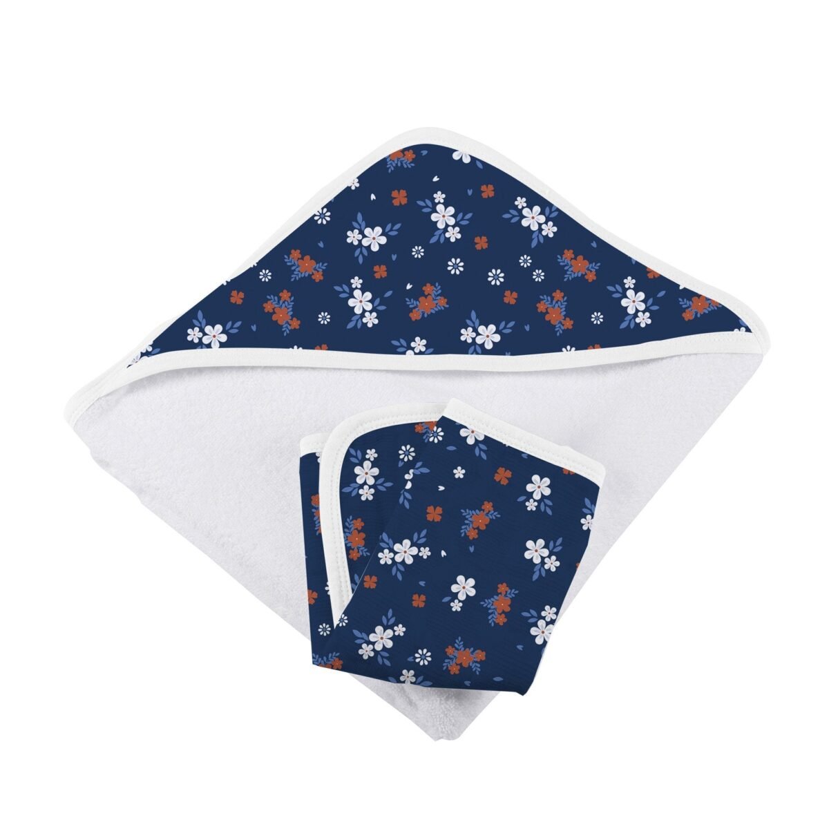 Serenity floral bamboo hooded towel and washcloth set | cloudybébé baby product