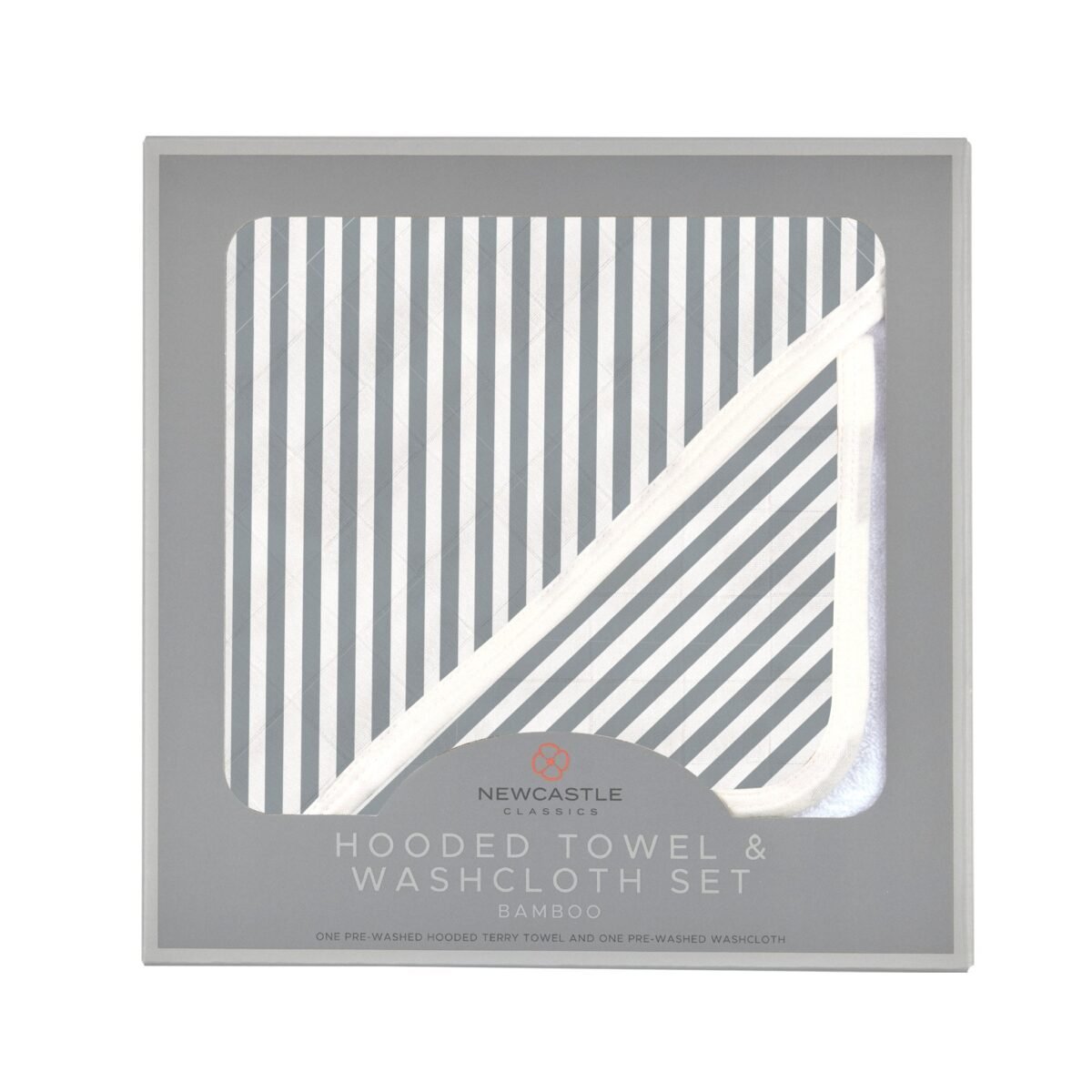 Finley stripe bamboo hooded towel and washcloth set | cloudybébé baby product
