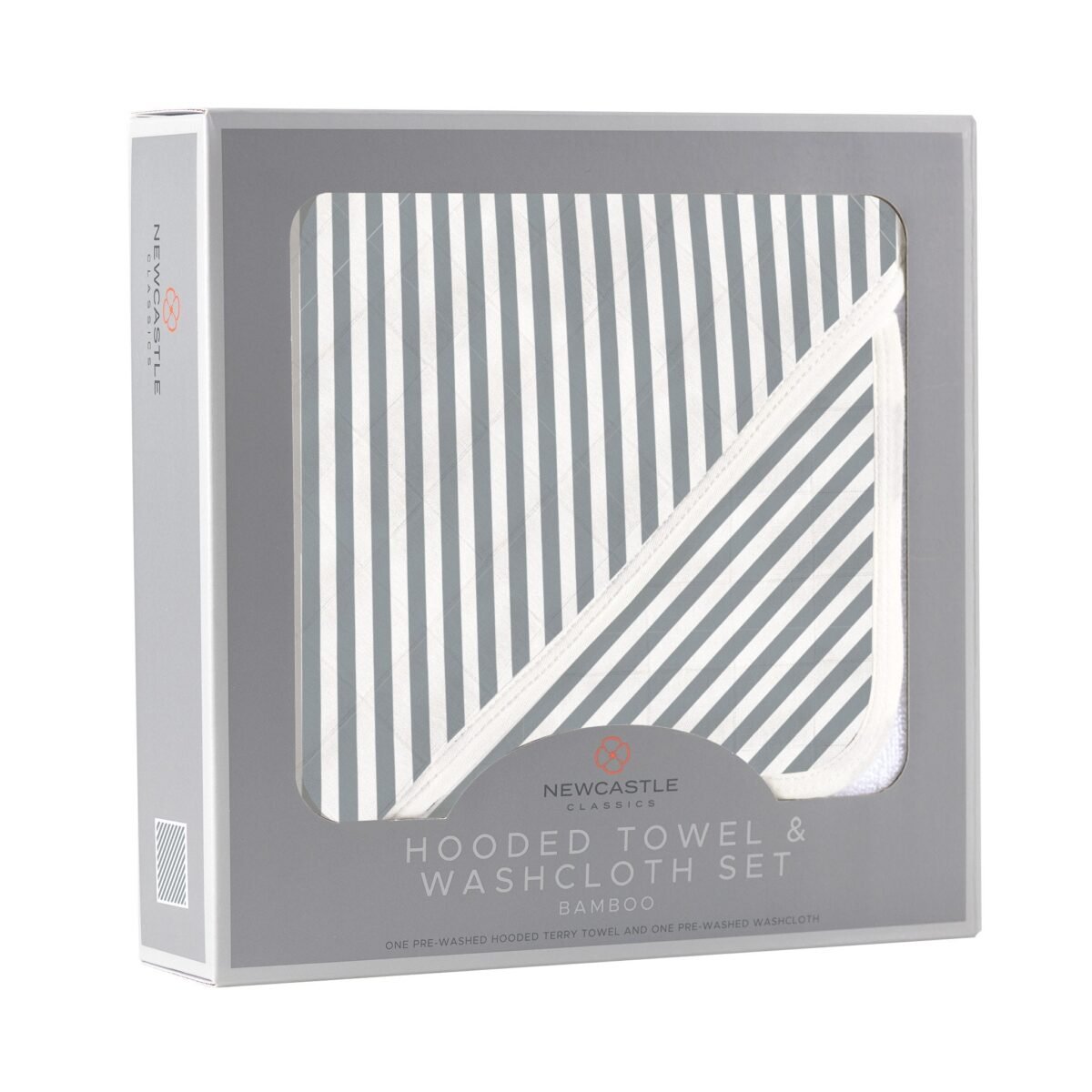 Finley stripe bamboo hooded towel and washcloth set | cloudybébé baby product
