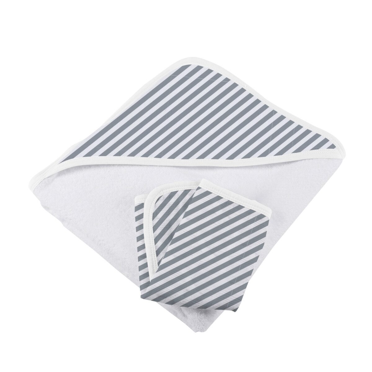 Finley stripe bamboo hooded towel and washcloth set | cloudybébé baby product