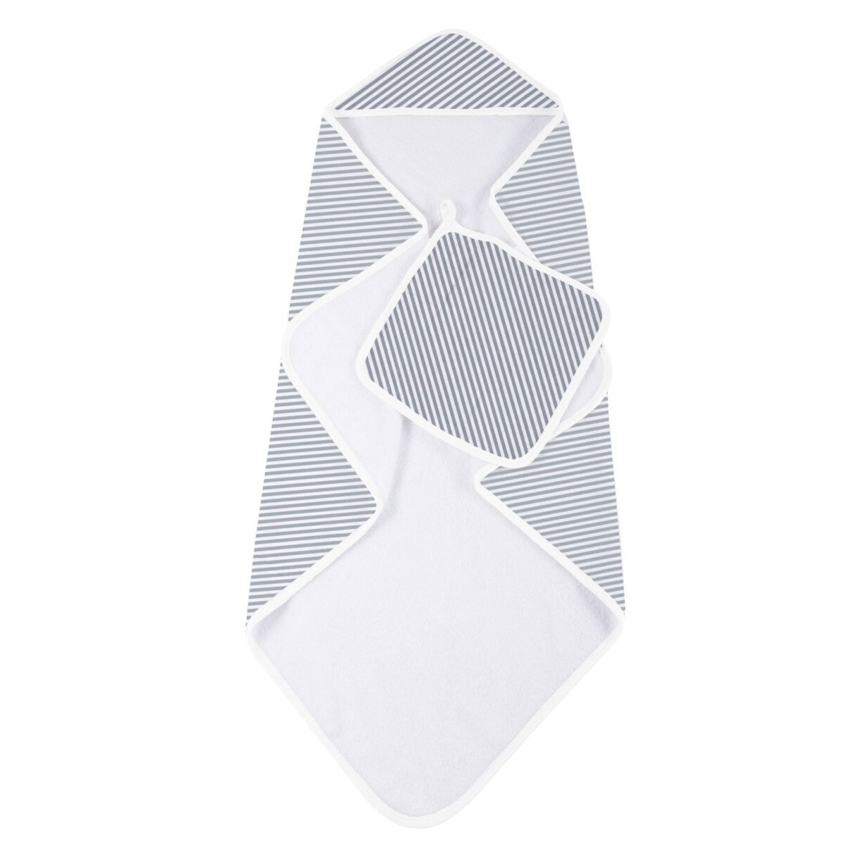 Finley stripe bamboo hooded towel and washcloth set | cloudybébé baby product