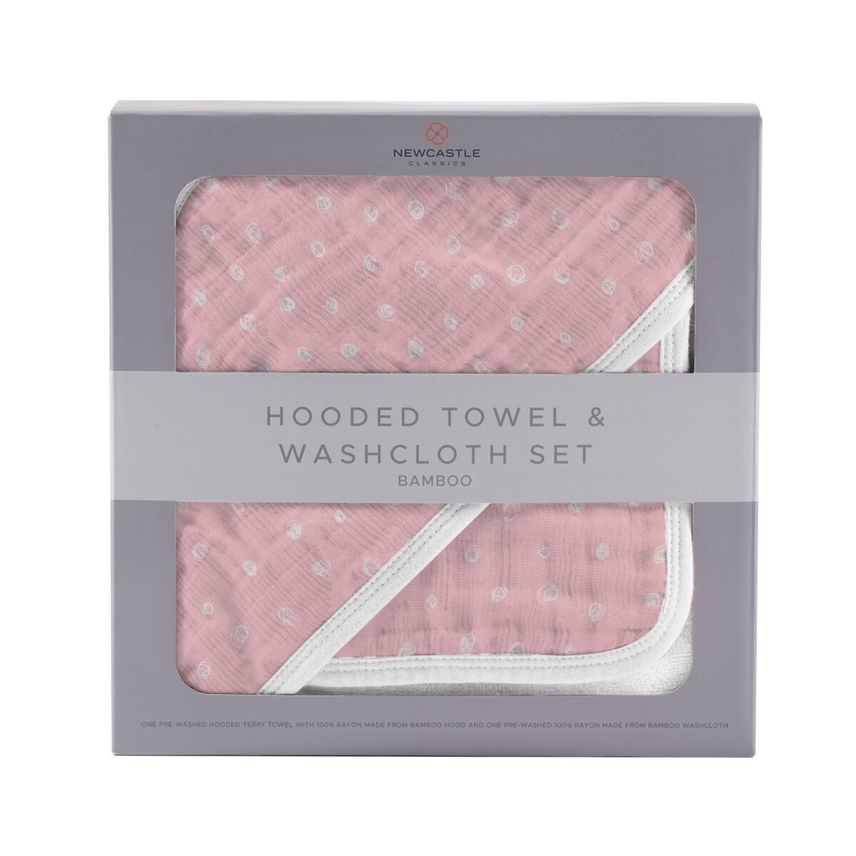 Pink pearl polka dot hooded towel and washcloth set | cloudybébé baby product