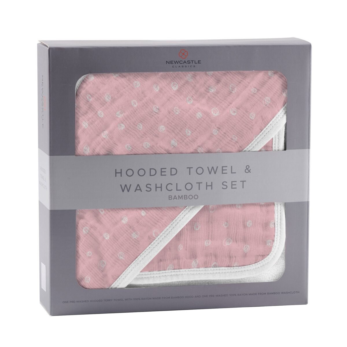 Pink pearl polka dot hooded towel and washcloth set | cloudybébé baby product
