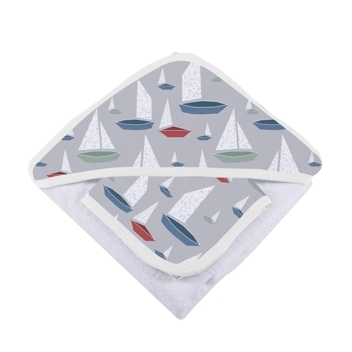 Marina sailboats bamboo hooded towel and washcloth set | cloudybébé baby product