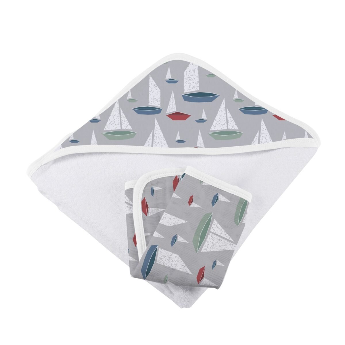 Marina sailboats bamboo hooded towel and washcloth set | cloudybébé baby product