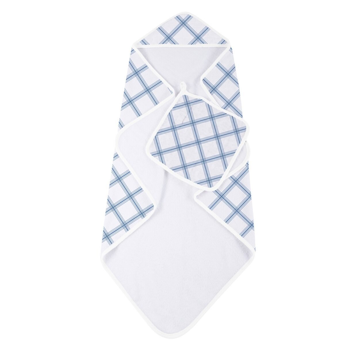 Blue buffalo check plaid hooded towel and washcloth set | cloudybébé baby product