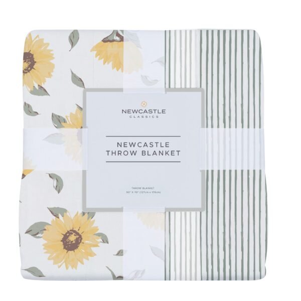 Sunflower Farm and Sage Green Stripe Newcastle Throw Blanket