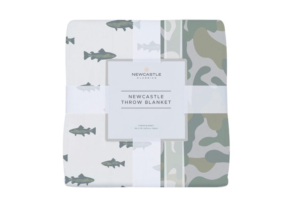 Gone fishing and hunter's camo bamboo newcastle throw blanket | cloudybébé baby product