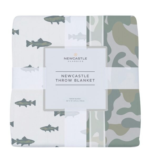 Gone Fishing and Hunter's Camo Bamboo Newcastle Throw Blanket