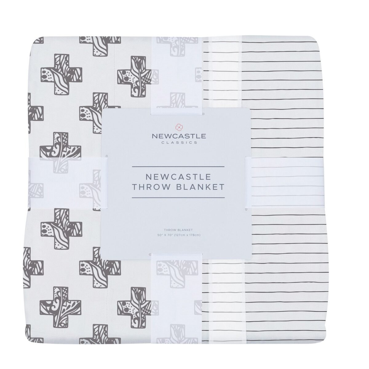 Nordic stamp and pencil stripe bamboo muslin newcastle throw blanket | cloudybébé baby product
