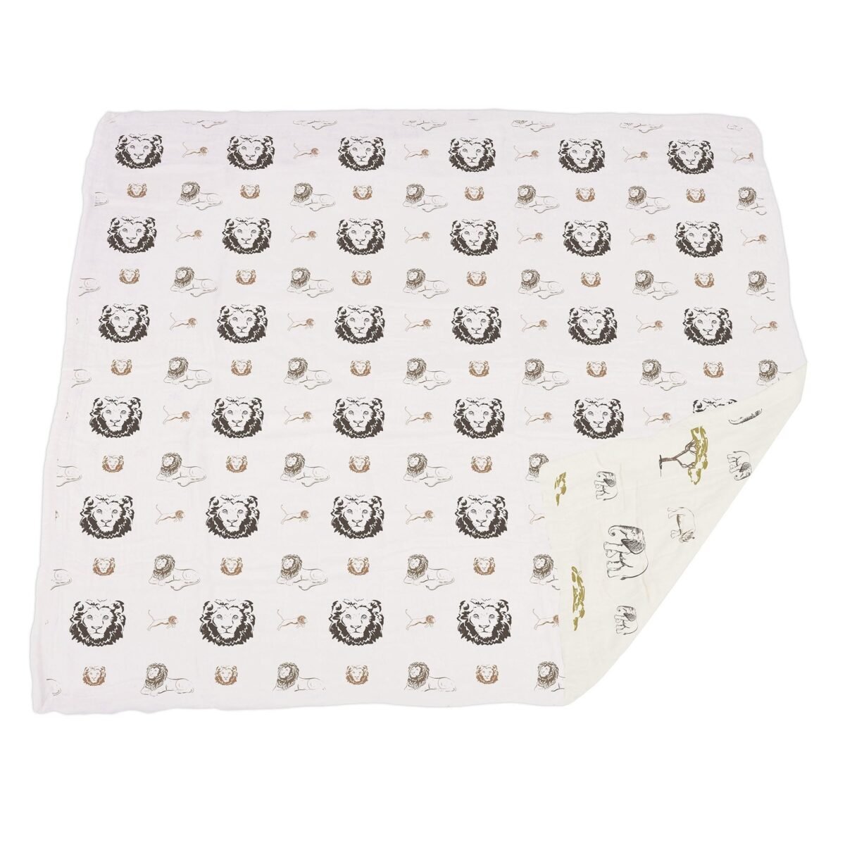 Hear me roar lion and rhinos and elephants bamboo newcastle blanket | cloudybébé baby product