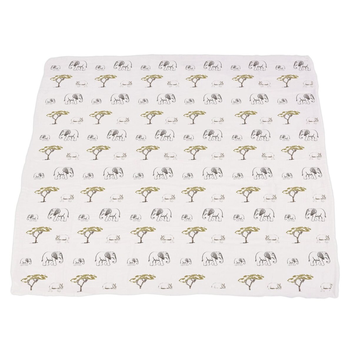 Hear me roar lion and rhinos and elephants bamboo newcastle blanket | cloudybébé baby product