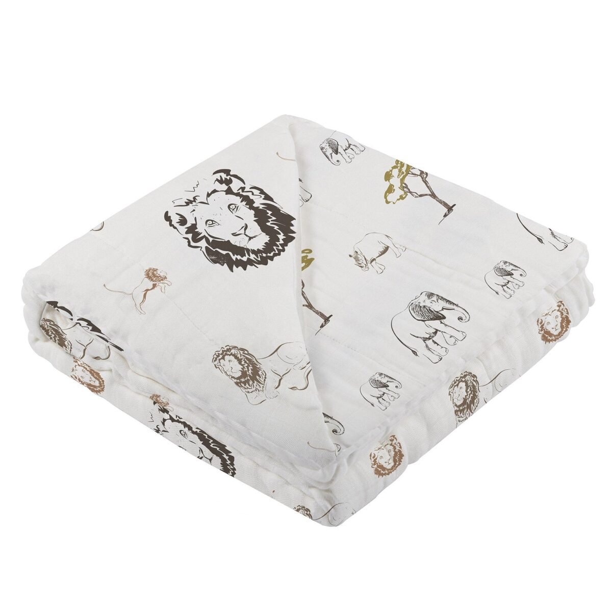 Hear me roar lion and rhinos and elephants bamboo newcastle blanket | cloudybébé baby product