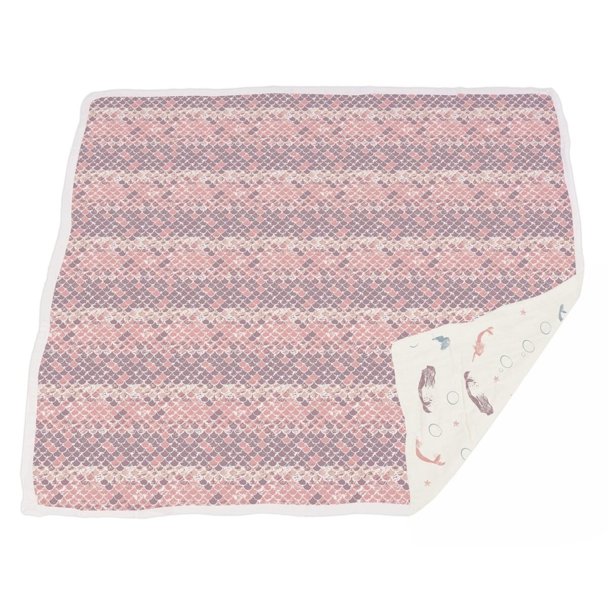 Mermaids and scales bamboo muslin newcastle blanket | cloudybébé baby product