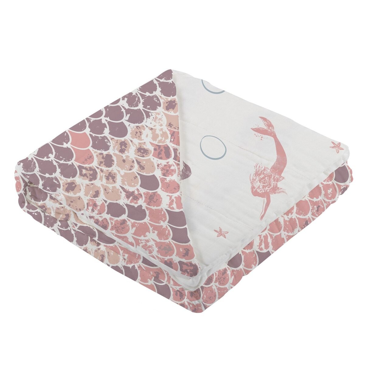 Mermaids and scales bamboo muslin newcastle blanket | cloudybébé baby product