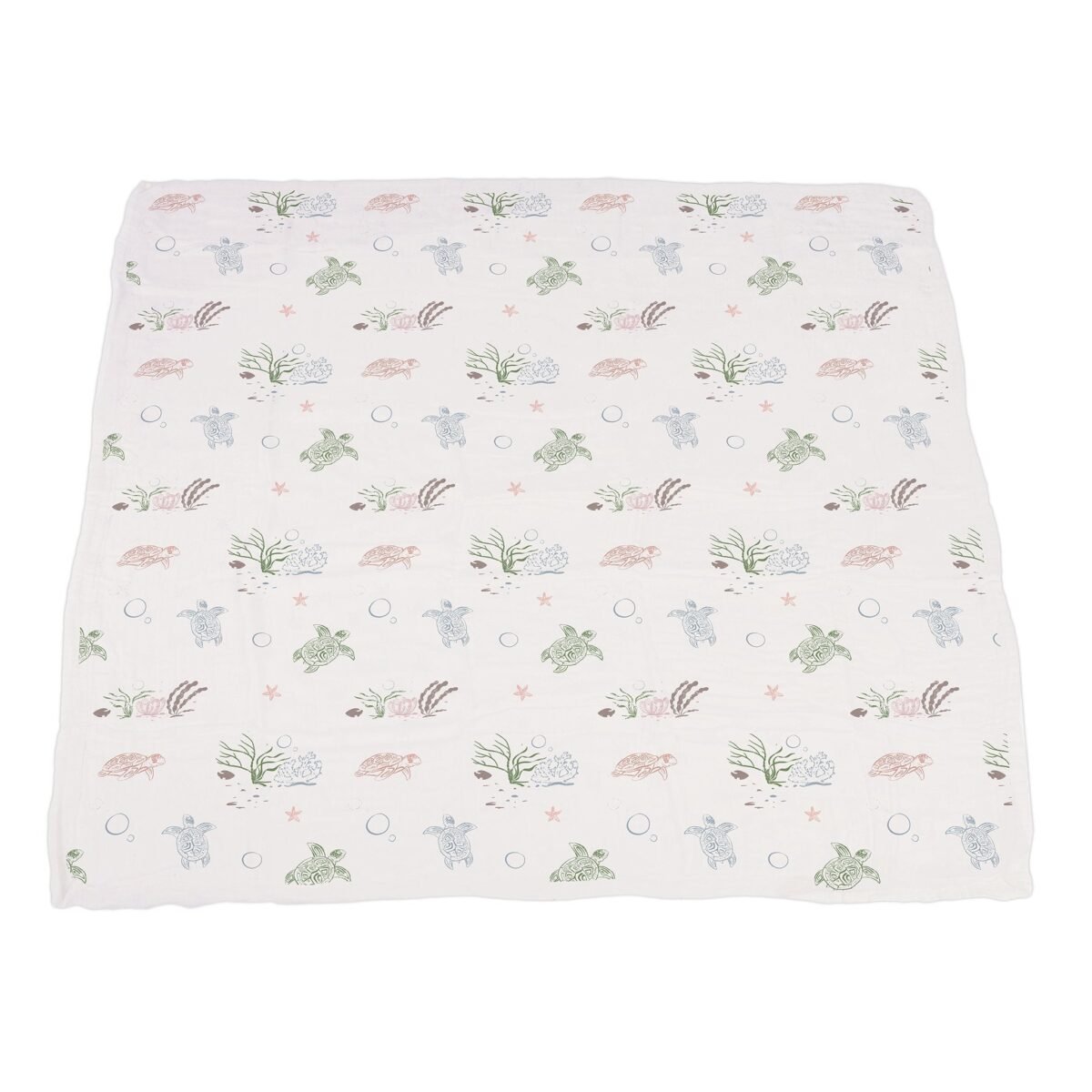 Turtles and water lily bamboo muslin newcastle blanket | cloudybébé baby product