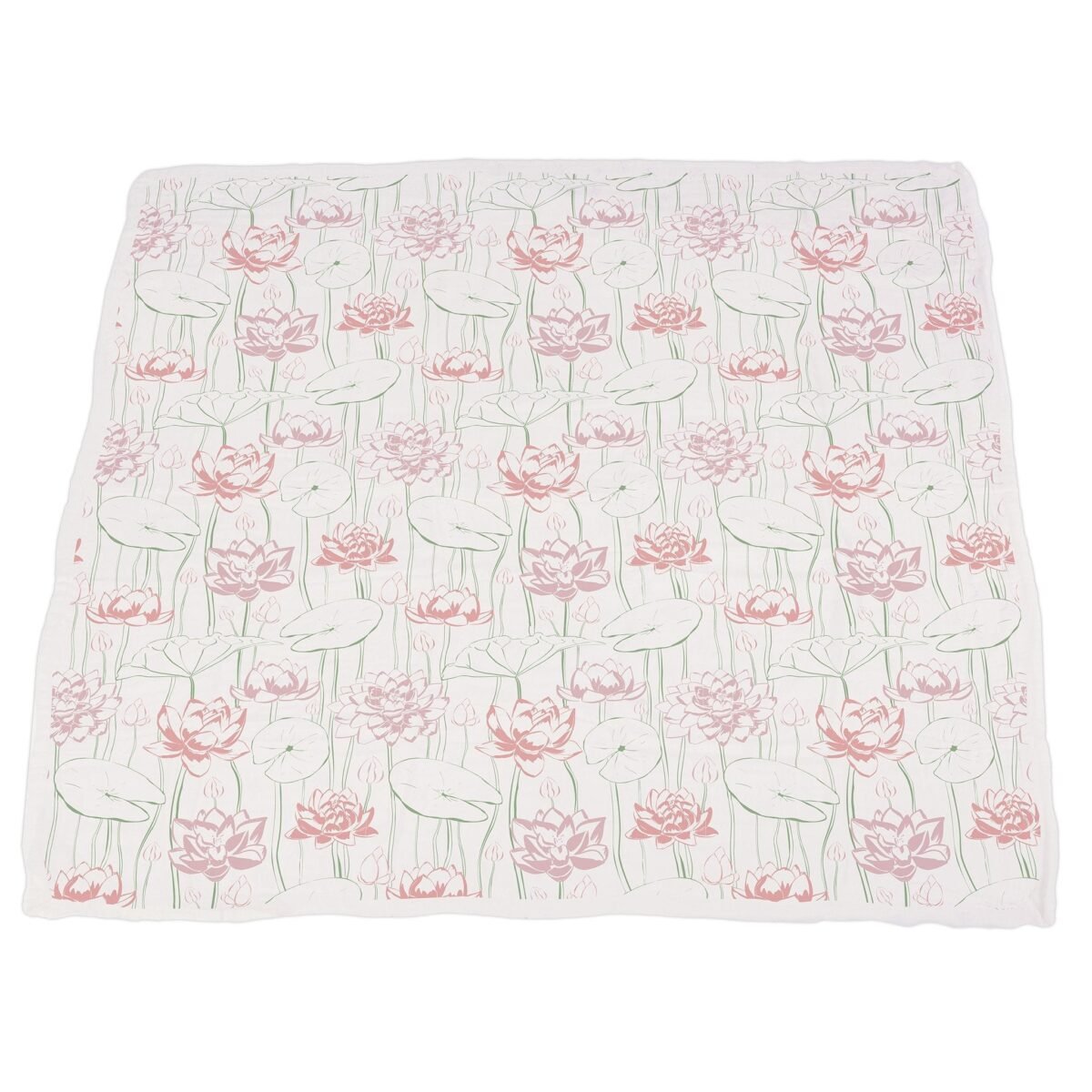 Turtles and water lily bamboo muslin newcastle blanket | cloudybébé baby product