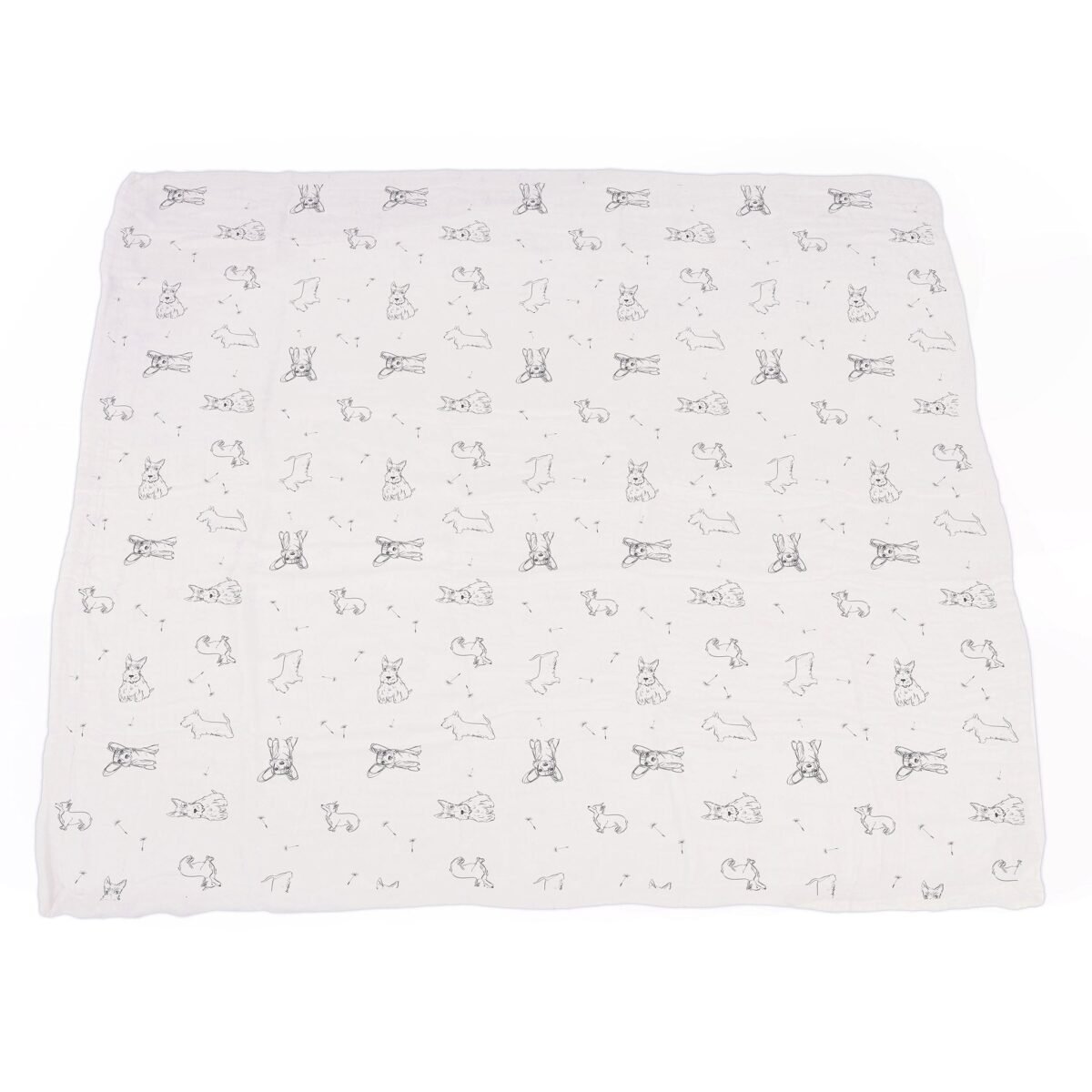 "adorable corgi-themed bamboo muslin blanket for newborns, cozy up in style with this luxurious essential! "