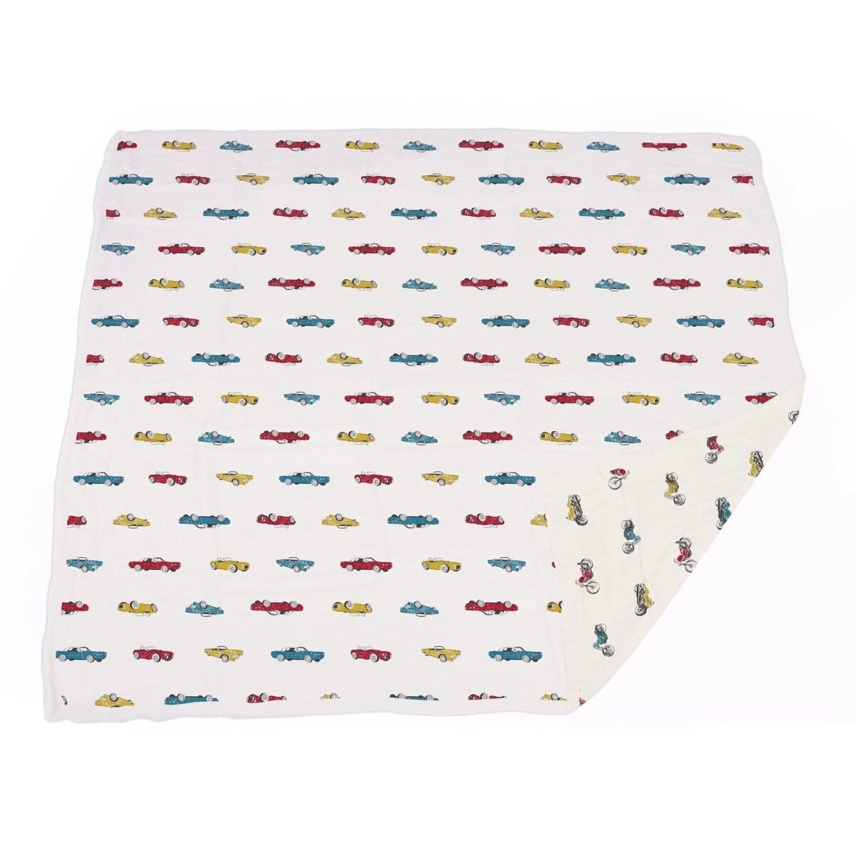 Vintage muscle cars and motorcycles bamboo muslin newcastle blanket | cloudybébé baby product