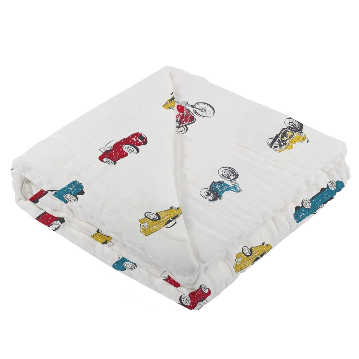 Vintage muscle cars and motorcycles bamboo muslin newcastle blanket | cloudybébé baby product