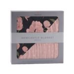 "Luxurious Peonies & Pearl Polka Dot Bamboo Baby Blanket - A stylish and soft choice for newborns, featuring a charming floral design. Perfect for keeping your little one cozy and comfortable."