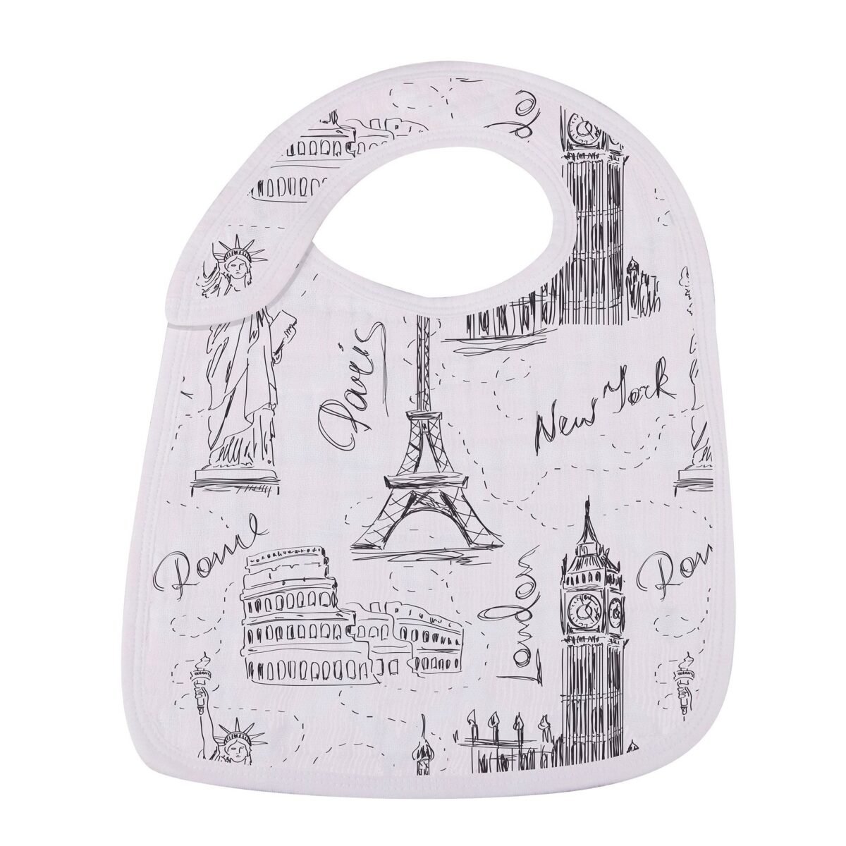 London, paris, new york snap bibs | cloudybébé baby product