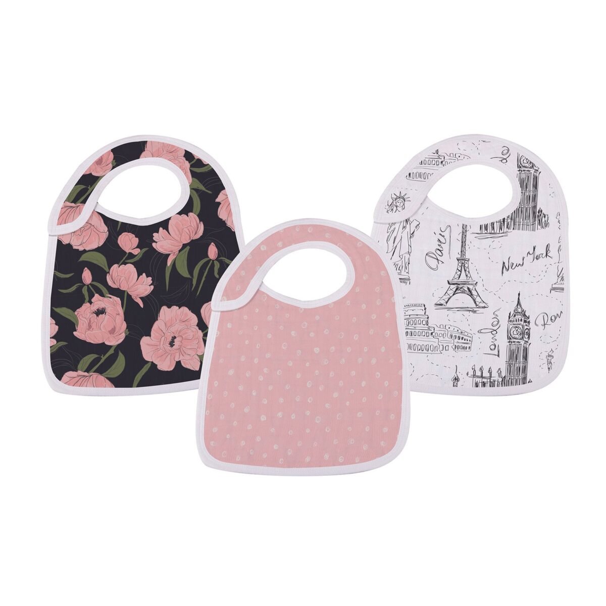 London, paris, new york snap bibs | cloudybébé baby product
