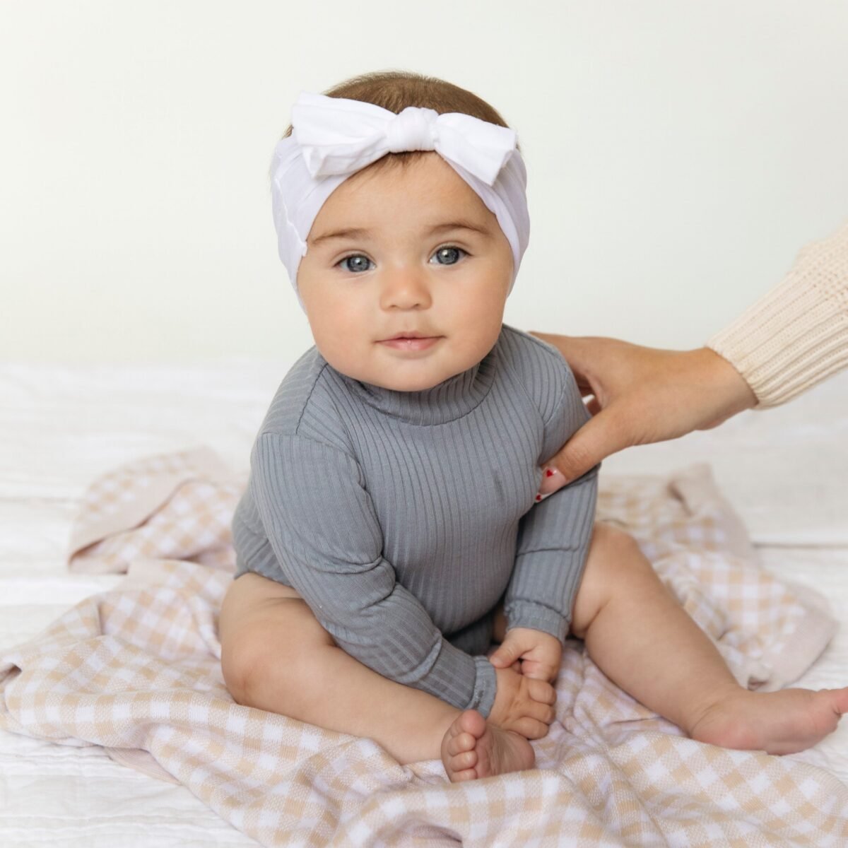Soft & cozy checkered knit organic cotton baby blanket - image 5