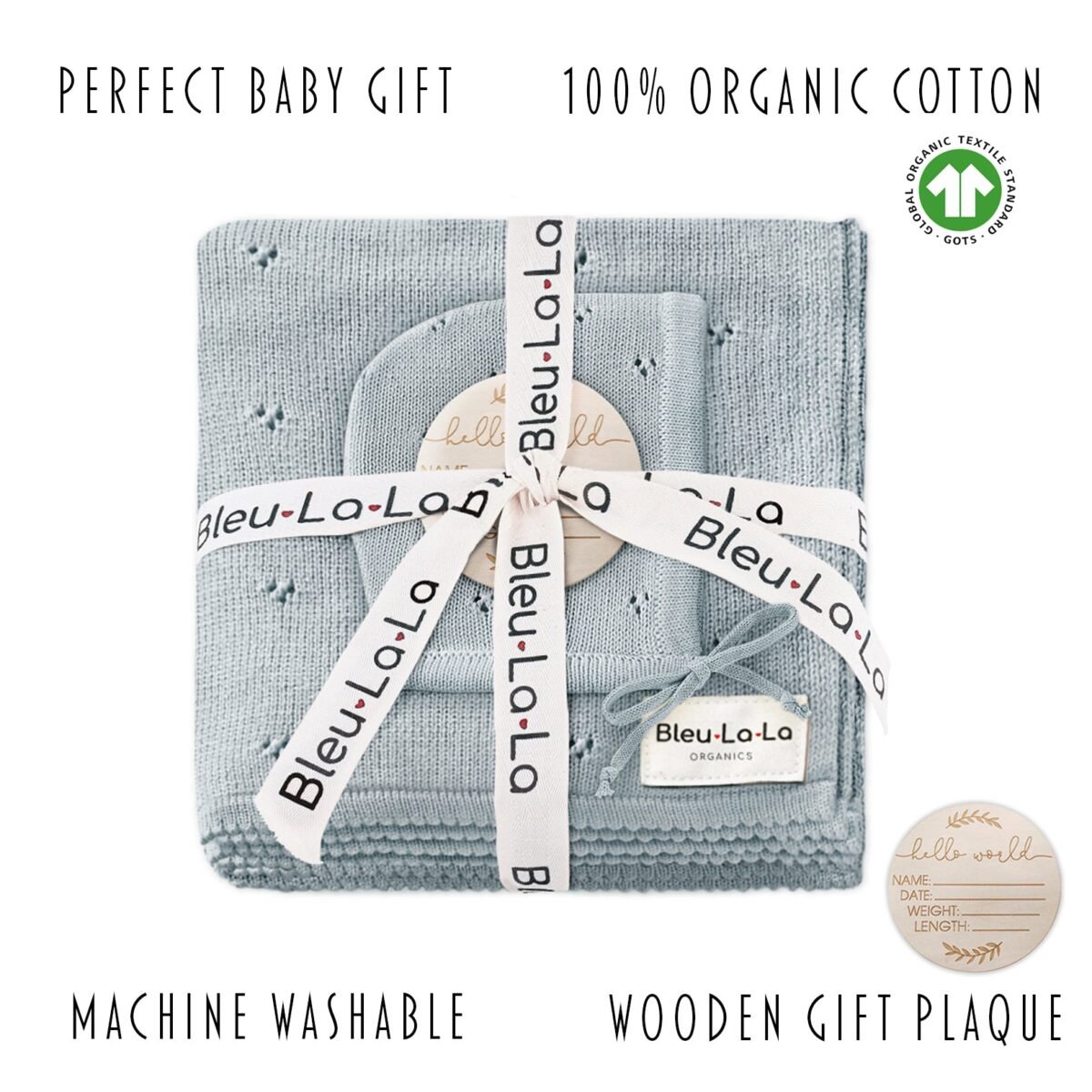 Organic pointelle swaddle blanket + hat gift set | cloudybébé baby product