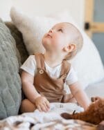 French Terry baby overall in soft organic cotton, perfect for comfort and style.