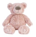 Soft pink teddy bear with smile