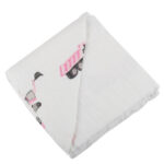 Pink Digger and White Bamboo Muslin Newcastle Blanket - Image 2