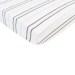 Grey Stripe Cotton Muslin Crib Sheet - Image 4