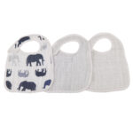 In the Wild Elephant Cotton Muslin Snap Bibs 3PK - Image 5