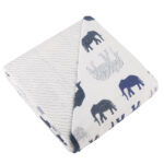 Blue Elephant and Spotted Wave Cotton Muslin Newcastle Blanket - Image 2