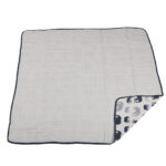 Blue Elephant and Spotted Wave Cotton Muslin Newcastle Blanket - Image 4