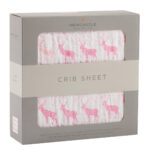 Pink Deer Cotton Muslin Crib Sheet - Image 3