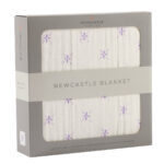 Lavender Flower and White Bamboo Muslin Newcastle Blanket - Image 2