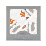 Forest Friends Cotton Hooded Towel and Washcloth Set - Image 2