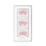 Pink Monster Trucks Bamboo Muslin Swaddle