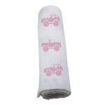Pink Monster Trucks Bamboo Muslin Swaddle - Image 4