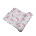 Pink Dinosaurs Bamboo Muslin Swaddle - Image 3