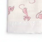 Playful Kitty Bamboo Muslin Security Baby Blankie detail view