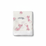 Playful Kitty Bamboo Muslin Security Baby Blankie folded view