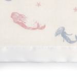 Under The Sea Mermaid Bamboo Muslin Security Baby Blankie detail view