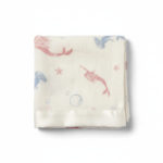Under The Sea Mermaid Bamboo Muslin Security Baby Blankie folded view
