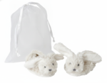Ivory Rabbit Richie Slippers in organza bag by Happy Horse