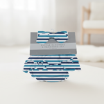 Blue and White Stripe Ruffle Bamboo Bloomer Headband Set - Image 3