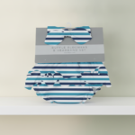 Blue and White Stripe Ruffle Bamboo Bloomer Headband Set - Image 4