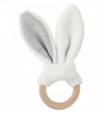 Bunny Wooden Teether (Grey) by Happy Horse detail view